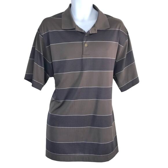 Nike Golf Dri Fit Gray Striped Polo Shirt XL - Picture 1 of 7